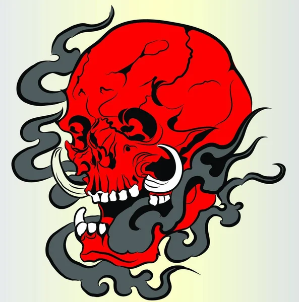 赤い頭蓋骨の入れ墨のベクトル図 — ストックベクタ