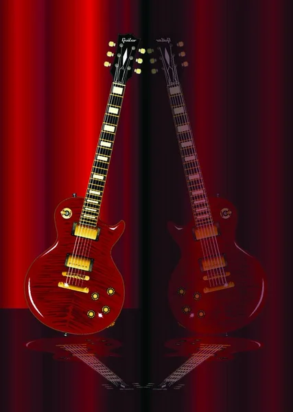 Illustrazione Vettoriale Red Guitar Reflections — Vettoriale Stock
