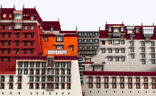 Potala Lhasa Tibet Vektor Illustration — Stock vektor