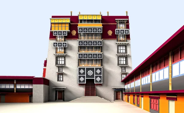 Tibet Vektör Illüstrasyonunda Potala Lhasa — Stok Vektör