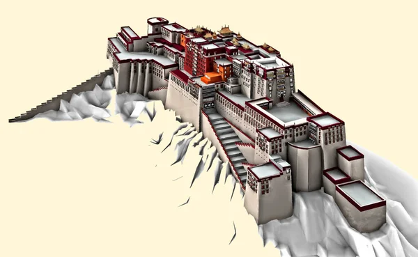 Potala Lhasa Tíbet Vector Ilustración — Vector de stock