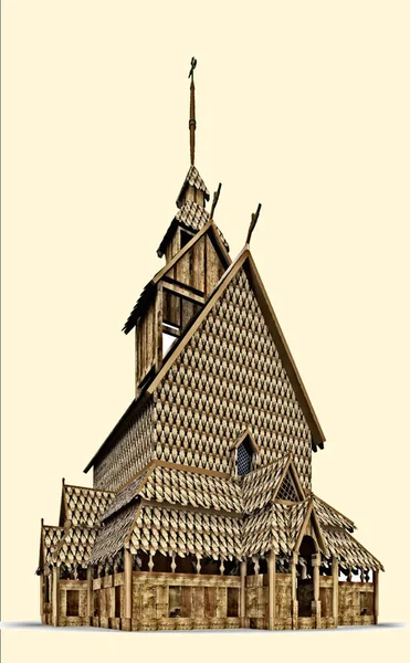 Stave Church Norway Vector Illustration — 스톡 벡터