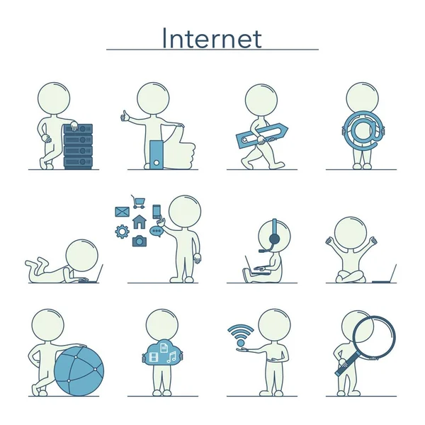 Illustration Konturerna Människor Internet — Stock vektor
