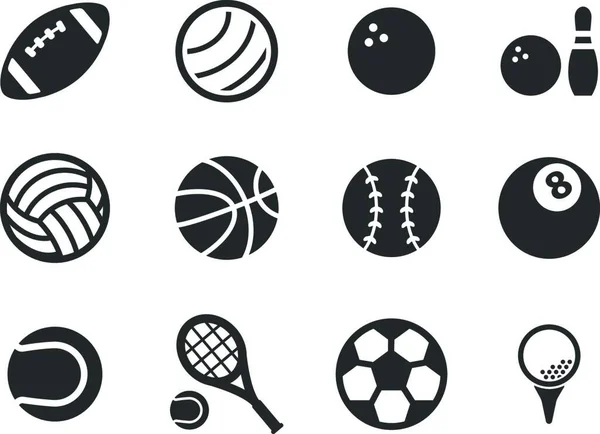 Sport Balls Simply Icons Colorful Vector — Stock Vector