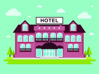 Otel Binası, modern grafik illüstrasyonu