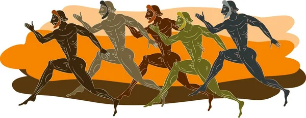 Antik Yunan Koşucuları Vektör Illüstrasyonu — Stok Vektör