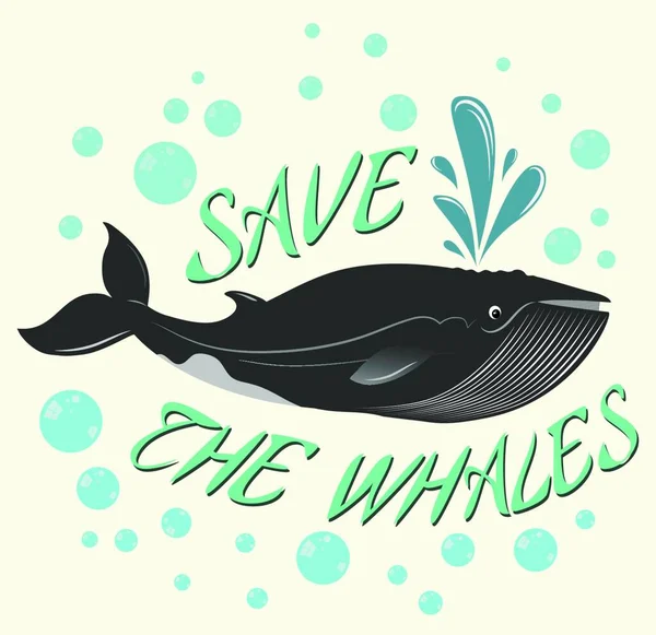 Zapisz Wieloryby Wektor Ilustracji — Wektor stockowy
