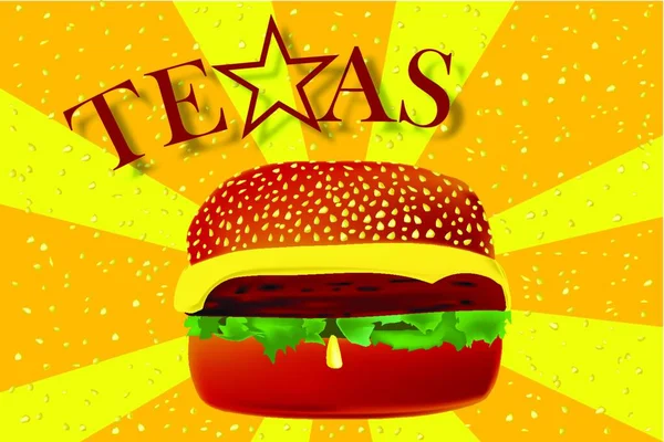 Texas Çizburger Vektör Çizimi — Stok Vektör