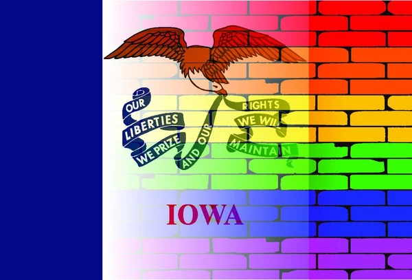Rainbow Wall Iowa Vector Ilustración — Vector de stock