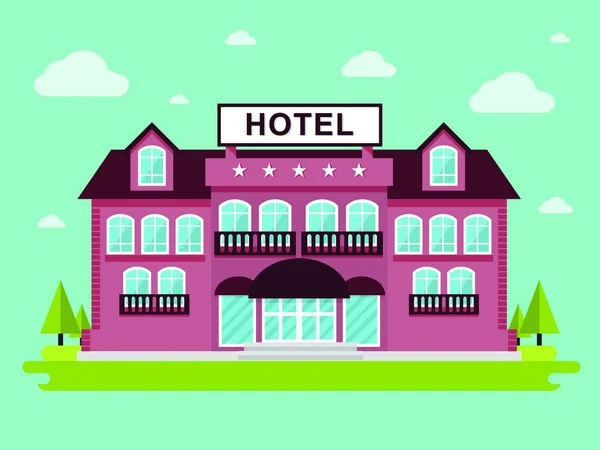 Hotel Building Moderní Grafická Ilustrace — Stockový vektor