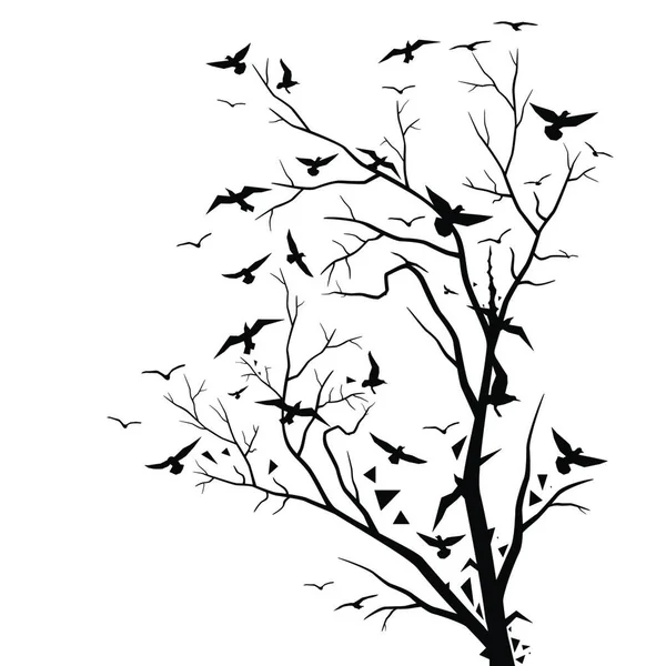 Иллюстрация Деревьев Птиц — стоковый вектор