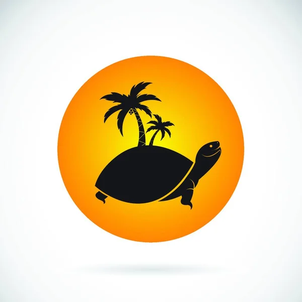 Vektorbild Einer Palme Und Schildkröten — Stockvektor