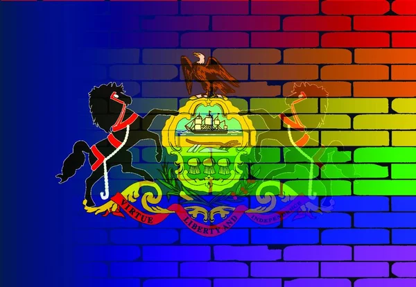 Rainbow Wall Pennsylvania Vector Illustration — Stock Vector