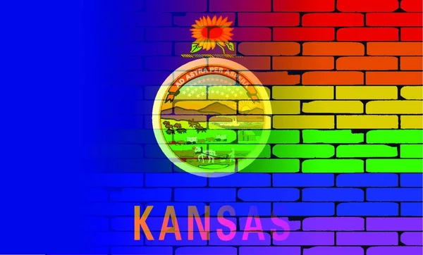 Ilustración Pared Del Arco Iris Kansas — Vector de stock