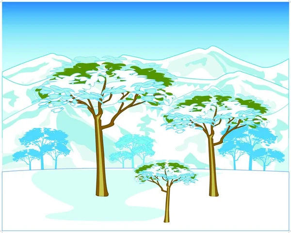 Illustration Winter Mountain — Stock Vector