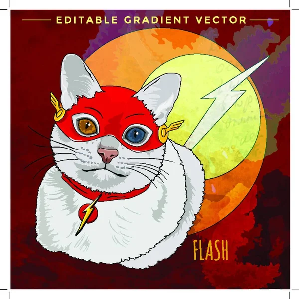 Illustration Cats Superheroes Flash — Stock Vector
