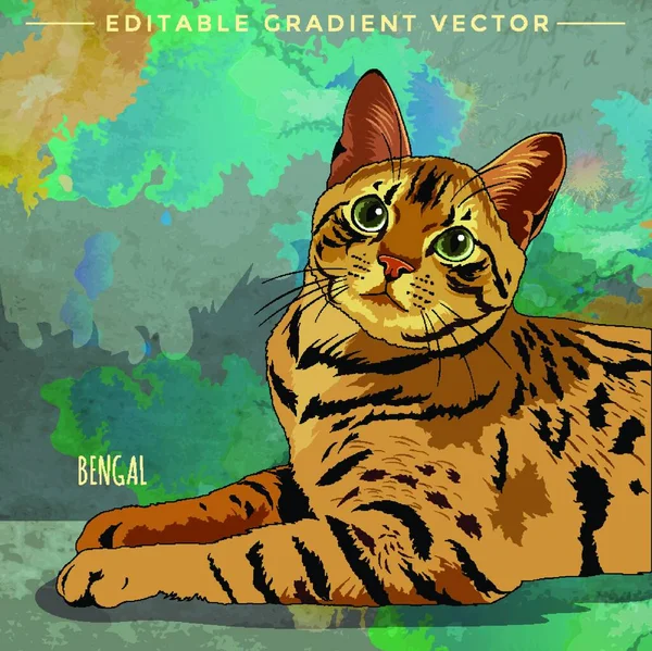 Illustration Bengal Cat — Stock Vector
