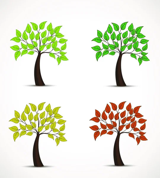 Reihe Von Bäumen Mit Blättern — Stockvektor