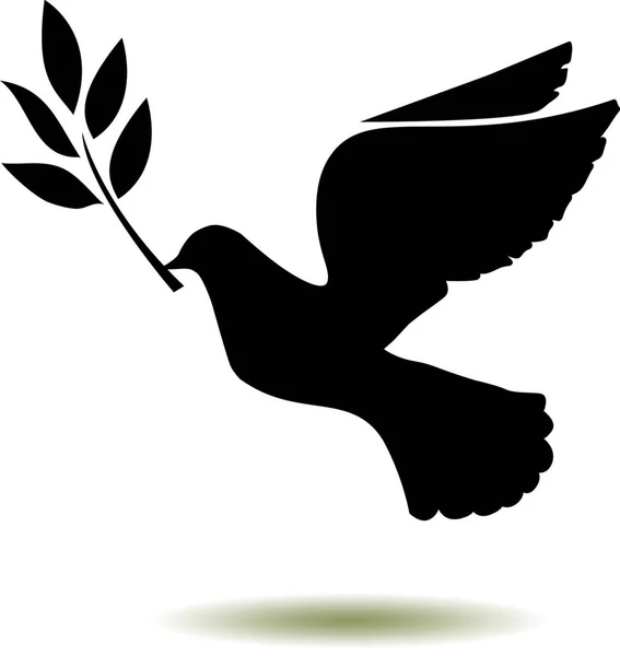 Taube Mit Pflanze Schnabel Taubenillustration Konzept Zum Weltfriedenstag — Stockvektor