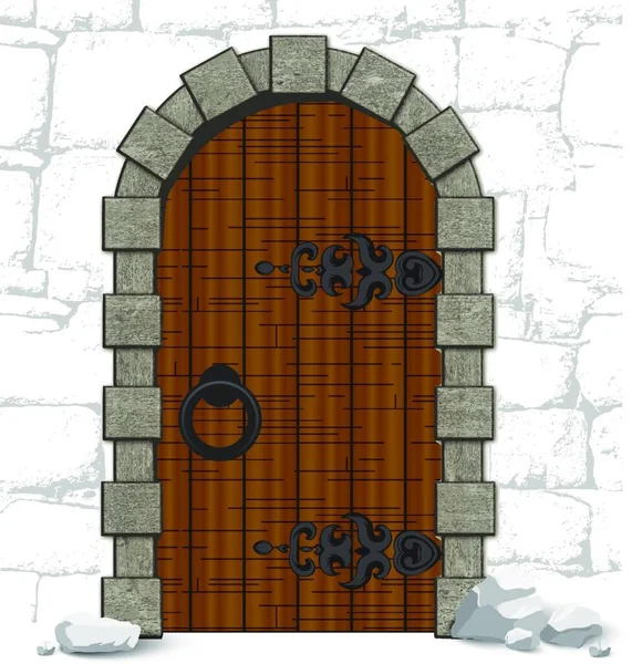 Viejas Puertas Vintage Madera Con Piedras — Vector de stock