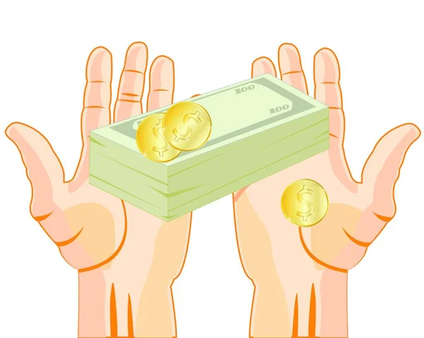 Απεικόνιση Των Χρημάτων Στο Χέρι — Διανυσματικό Αρχείο