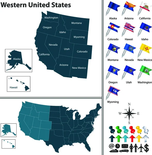 Ilustración Del Oeste Estados Unidos — Vector de stock