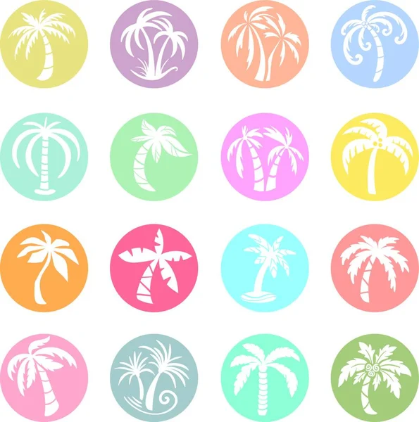 Palm Tree Vector Icons — Stockvector