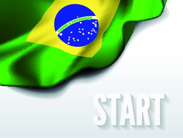 在白色背景下飘扬的巴西 南美国旗 — 图库矢量图片