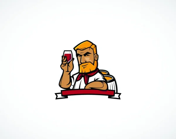 Wine Maker Χαρακτήρα Απλή Διανυσματική Απεικόνιση — Διανυσματικό Αρχείο