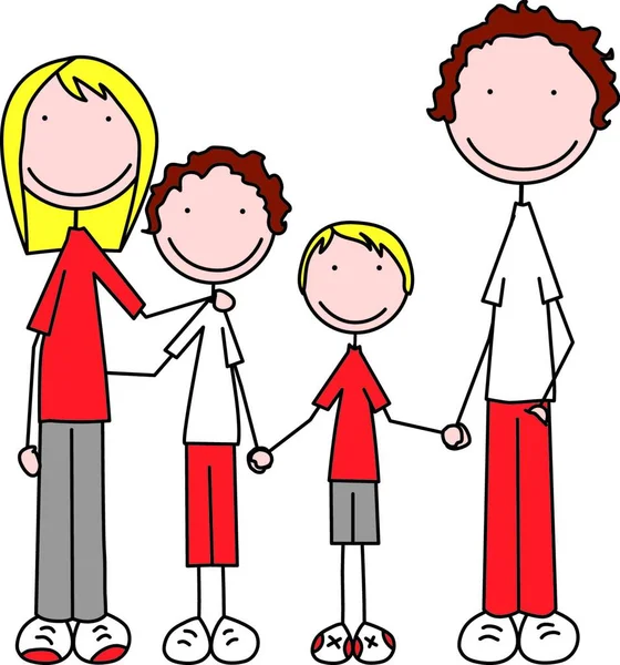 Famille Heureuse Illustration Vectorielle Simple — Image vectorielle