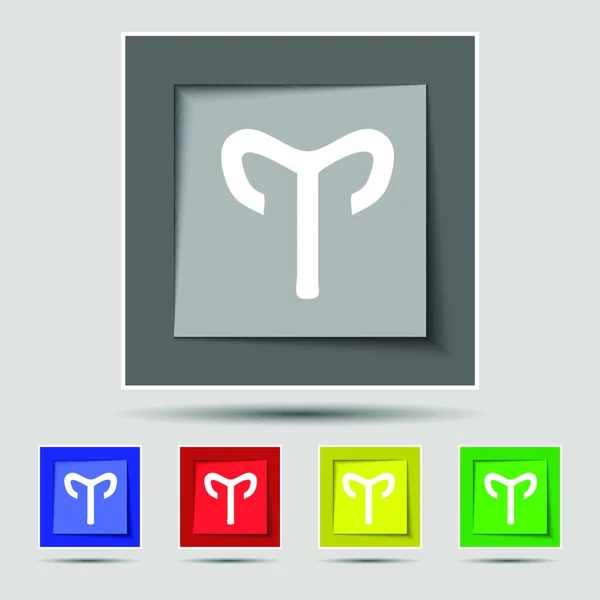 Decorative Zodiac Aries Icon Sign Original Five Colored Buttons Vector — Stock Vector