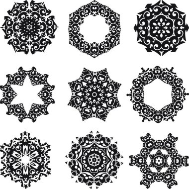 Kaligrafik dekoratif ögeler ayarlandı