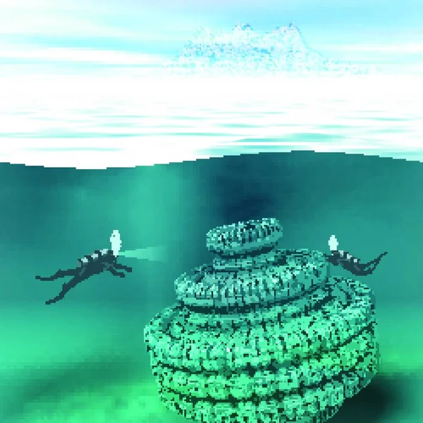 Illustration Underwater Scenery — Stock Vector