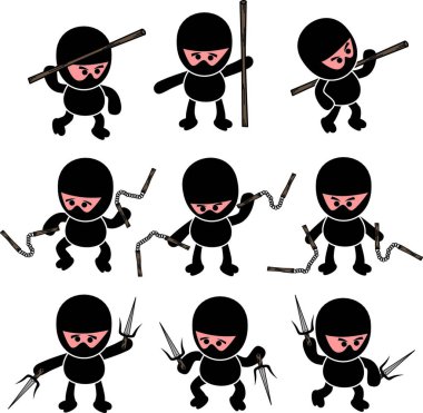 Çizgi film ninja vektör çizimi