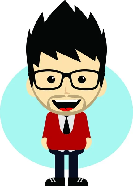 Geek Cartoon Nerd Character Vector Illustration — Stock Vector
