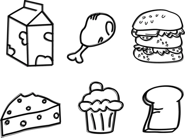 Food Sketch Theme Art — стоковый вектор