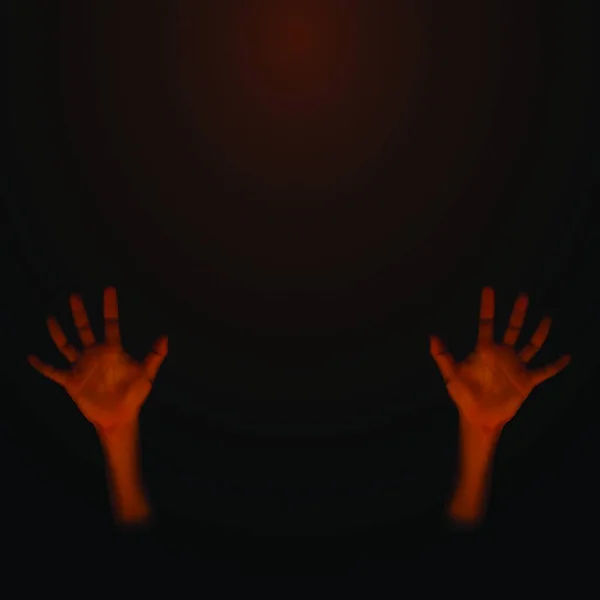 暗褐色の背景の人間の手 — ストックベクタ