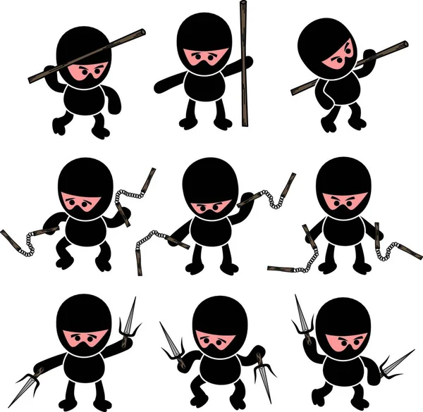 Cartoon Ninja Vektorová Ilustrace — Stockový vektor