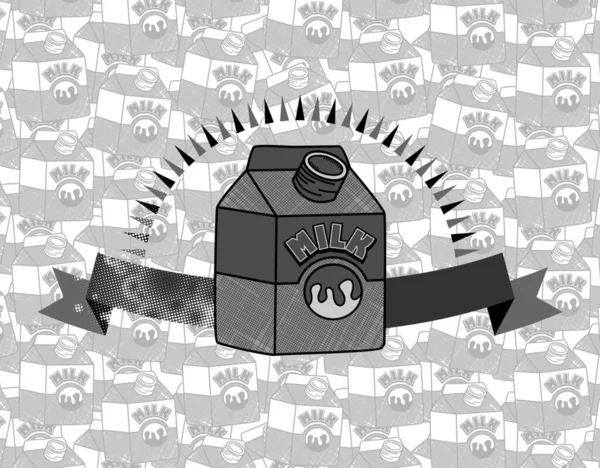食べ物と飲み物のテーマ ミルクパッケージのイラスト — ストックベクタ