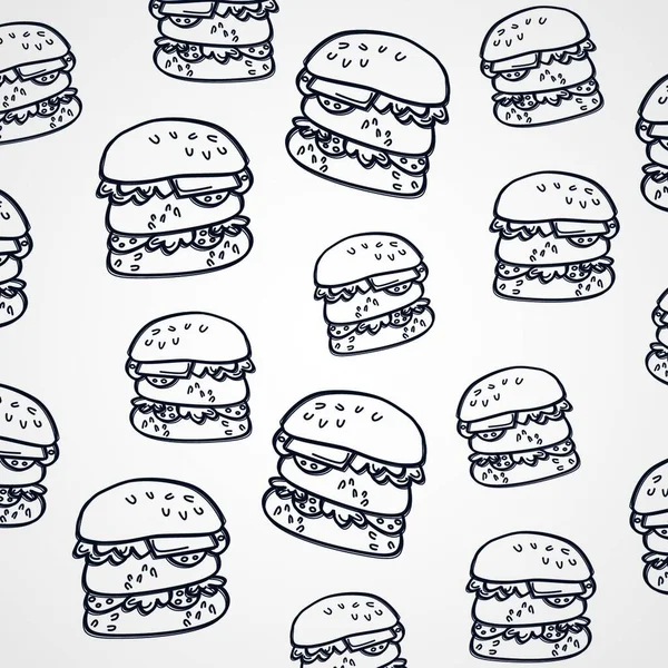 Illustration Burger Sketch Theme — Stock Vector