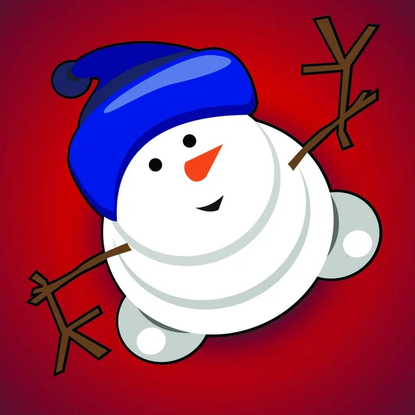 Jolly Snowman Vector Illustration — Vetor de Stock