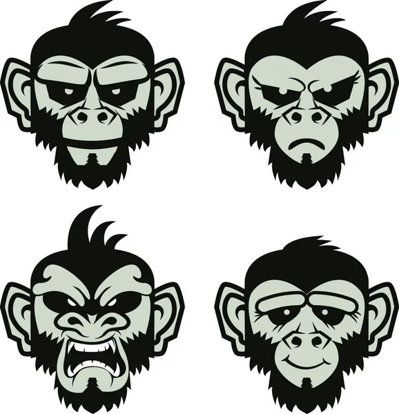 Monkeys Icon Web Vector Illustration — Stock Vector