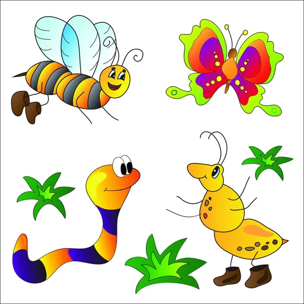 Cartoon Schattig Insecten Vector Illustratie — Stockvector