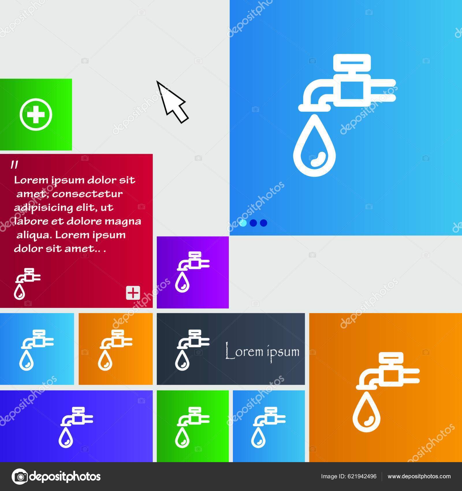 Water Tap Icon Sign Buttons Modern Interface site Buttons Cursor