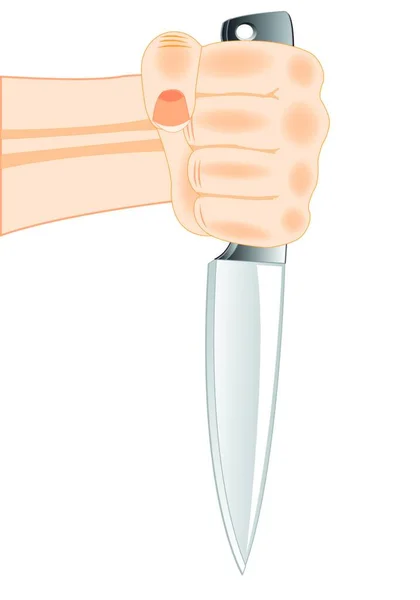 Eldeki Bıçak Çizimi — Stok Vektör