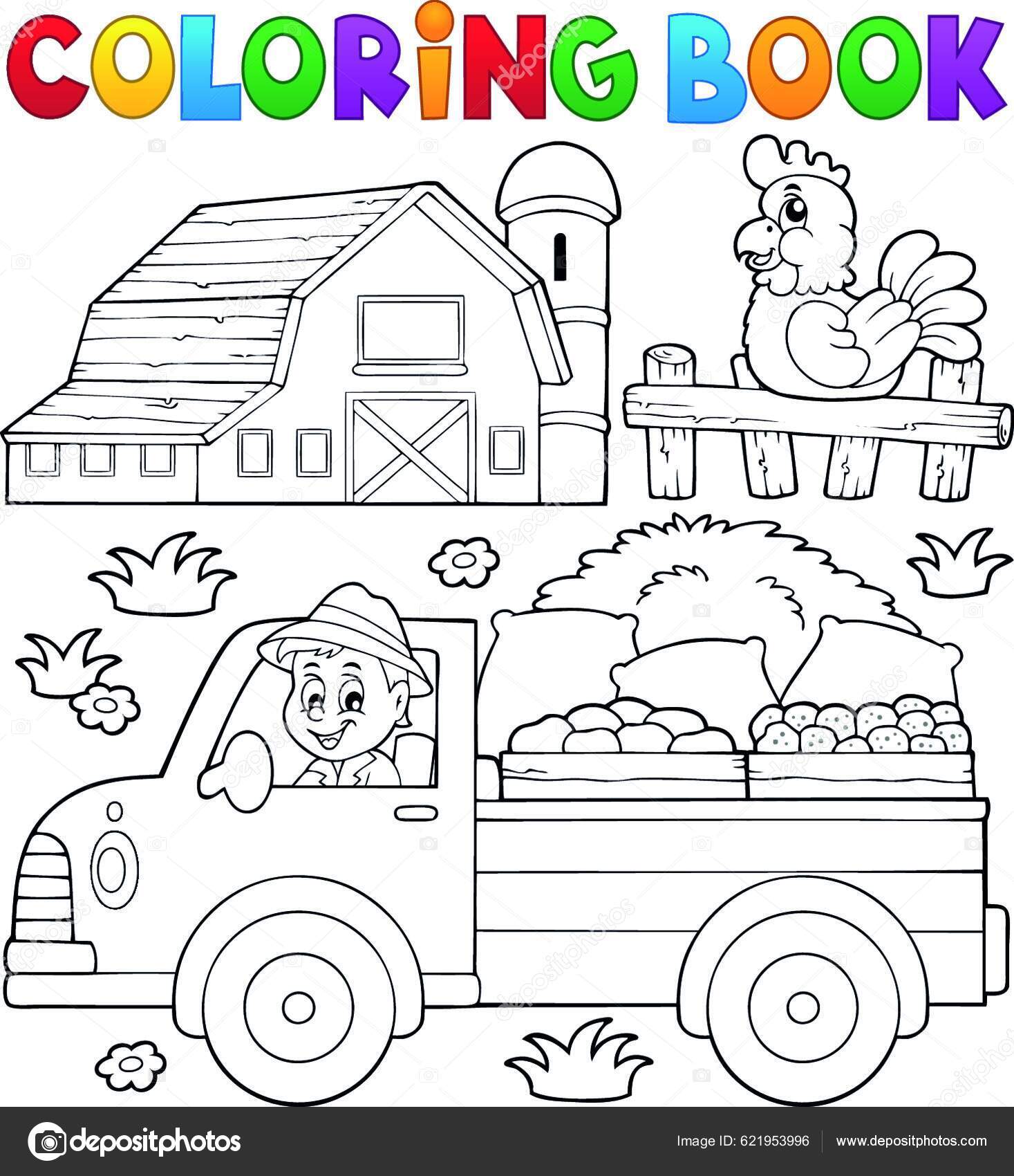 Coloring Book Farm Truck Stock Vector by ??YAY_Images 621953996