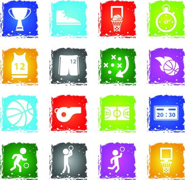 Basketbol simgeleri, renkli vektörler 