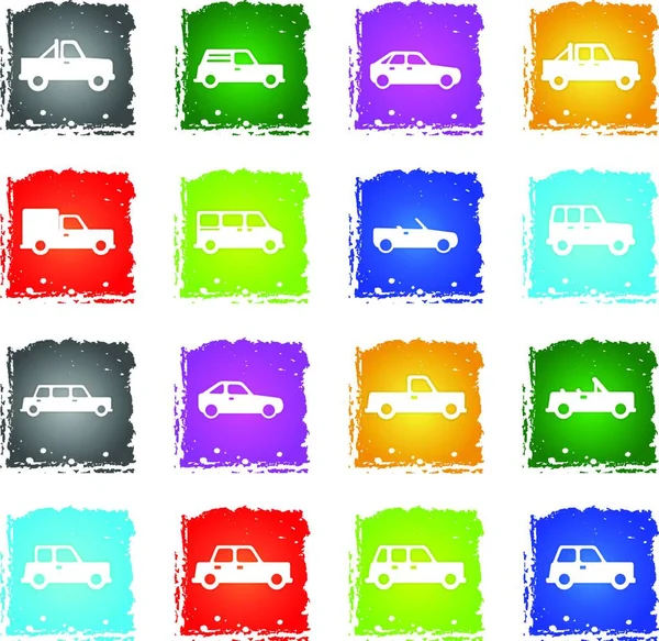 Voitures Tout Simplement Icônes Vecteur Coloré — Image vectorielle