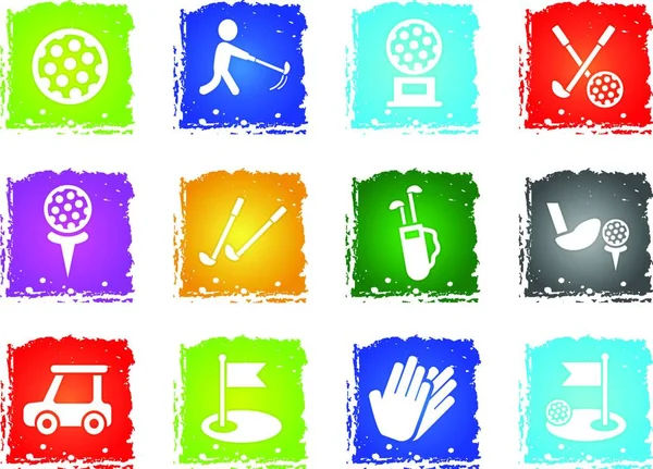 Golf Simplemente Iconos Vector Colores — Vector de stock