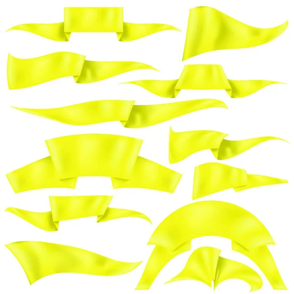Set Yellow Ribbons Vector Illustration — Stock Vector